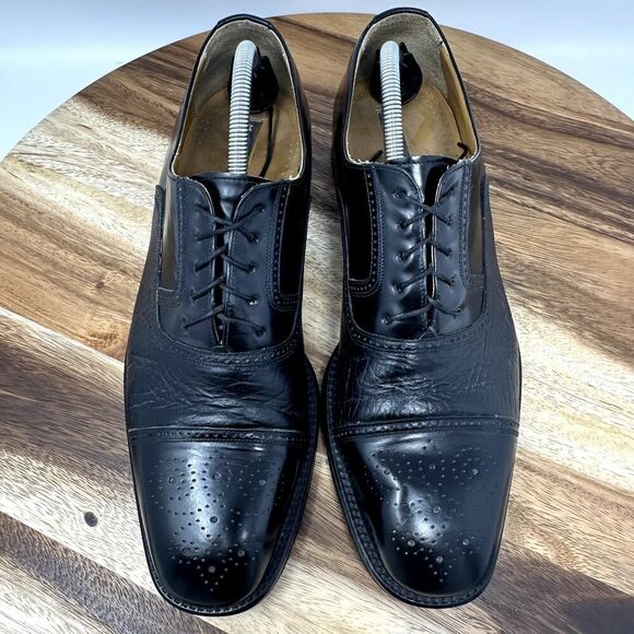 Magnanni Shoes Men\'s 10 M Black Leather Oxford Brogue Cap Toe Business Dress main image 10